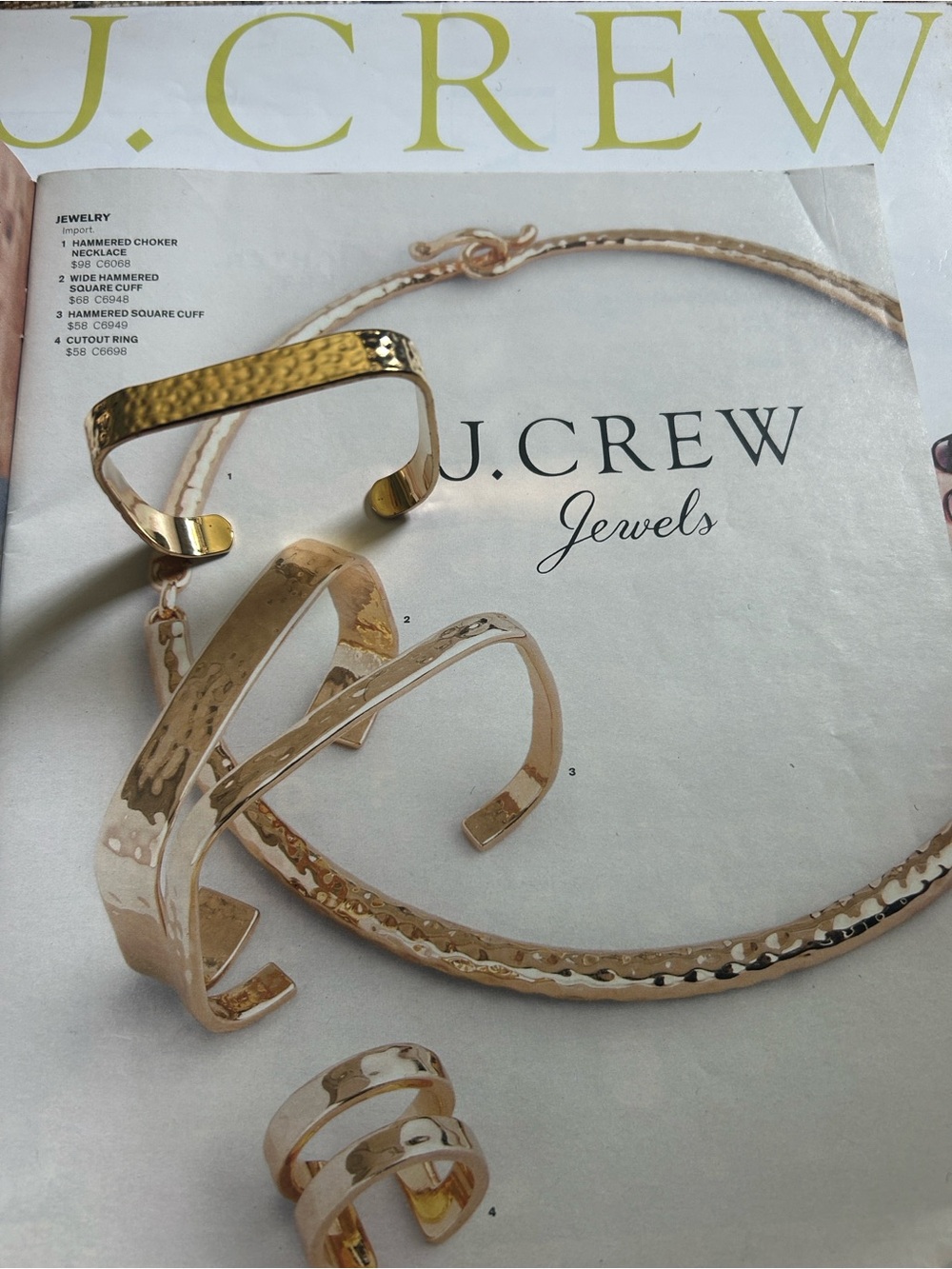 J. Crew Gold Hammered Cuff Bracelet - Shiny Gold Finish